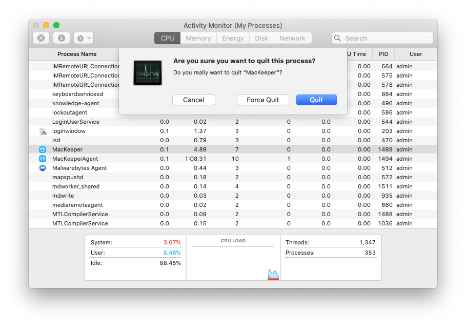 Terminate the unwanted process on Mac