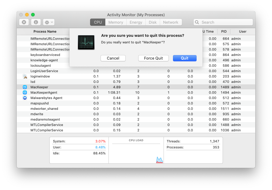 Terminate the unwanted process on Macc Terminate the unwanted process on Mac